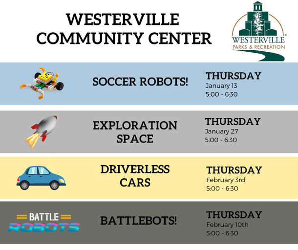 Introduction to Robotics at Westerville Community Center (2022-01-13 - 2022-02-10)